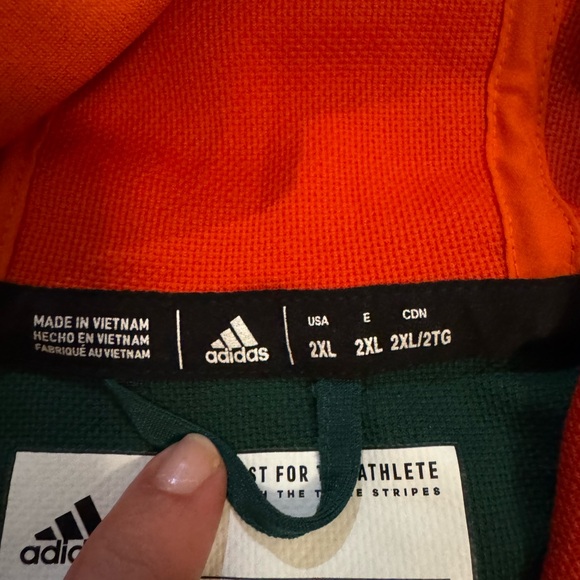 Adidas University of Miami Orange and Green Hoodie - Picture 3 of 3